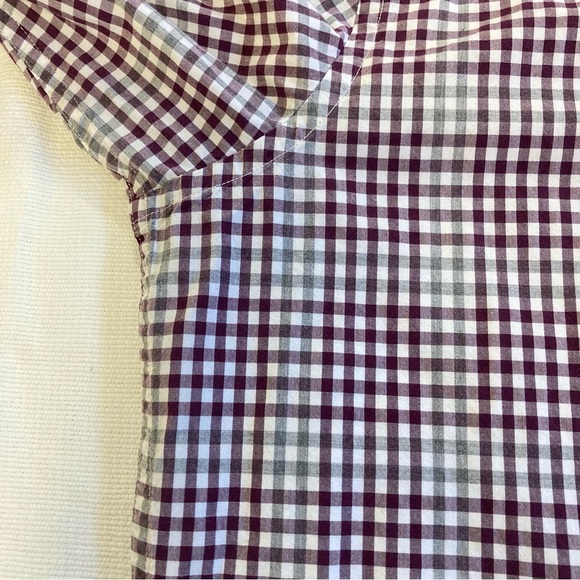 Banana Republic Soft wash Standard fit Checkered Shirt Burgundy, Grey and White - Picture 5 of 9